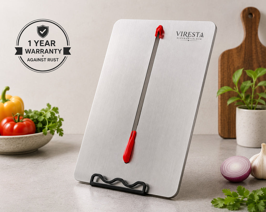 Premium Stainless Steel Vegetable Cutting Board with Chopper | Rust-Proof Kitchen Chopping Board | Viresta Essentials